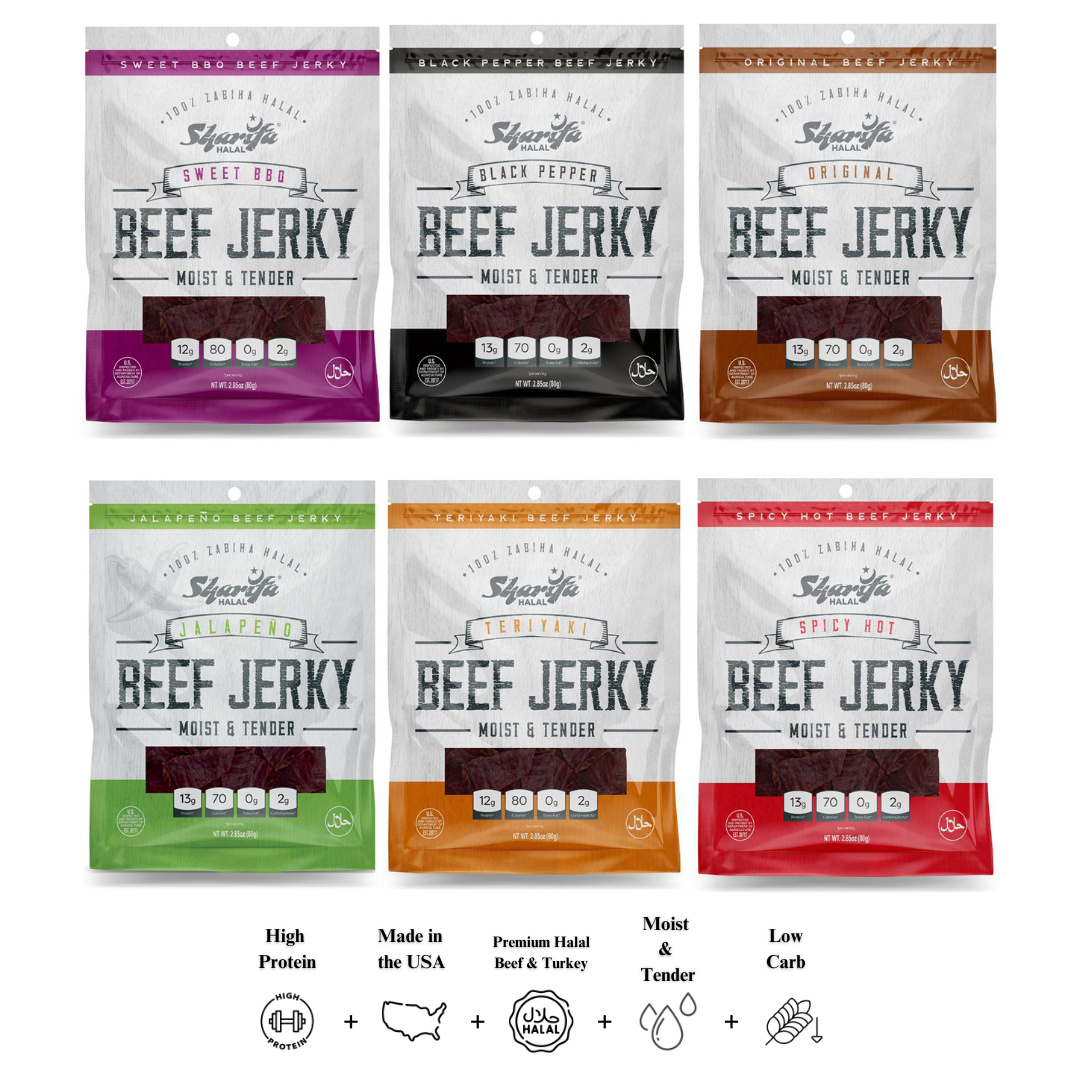 NEW SHARIFA SNACK BOX (ALL HALAL BEEF JERKY PRODUCTS IN ONE BOX