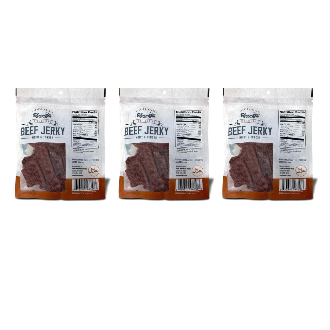 3 Bags of 2.85 Oz. Beef Jerky Original | Sharifa Halal