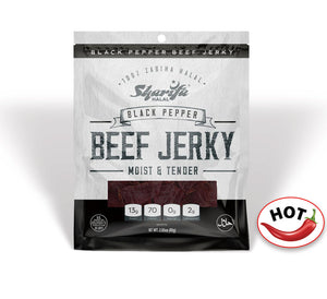 Sharifa Halal Beef Jerky, Black Pepper, (1) 2.85 oz. Bag – Great Everyday Halal Jerky Beef Meat Snack, 100 % Real Zabiha Halal Beef, 13g of Protein, 70 Calories, 0g Trans Fat, & 2g of Carbohydrates