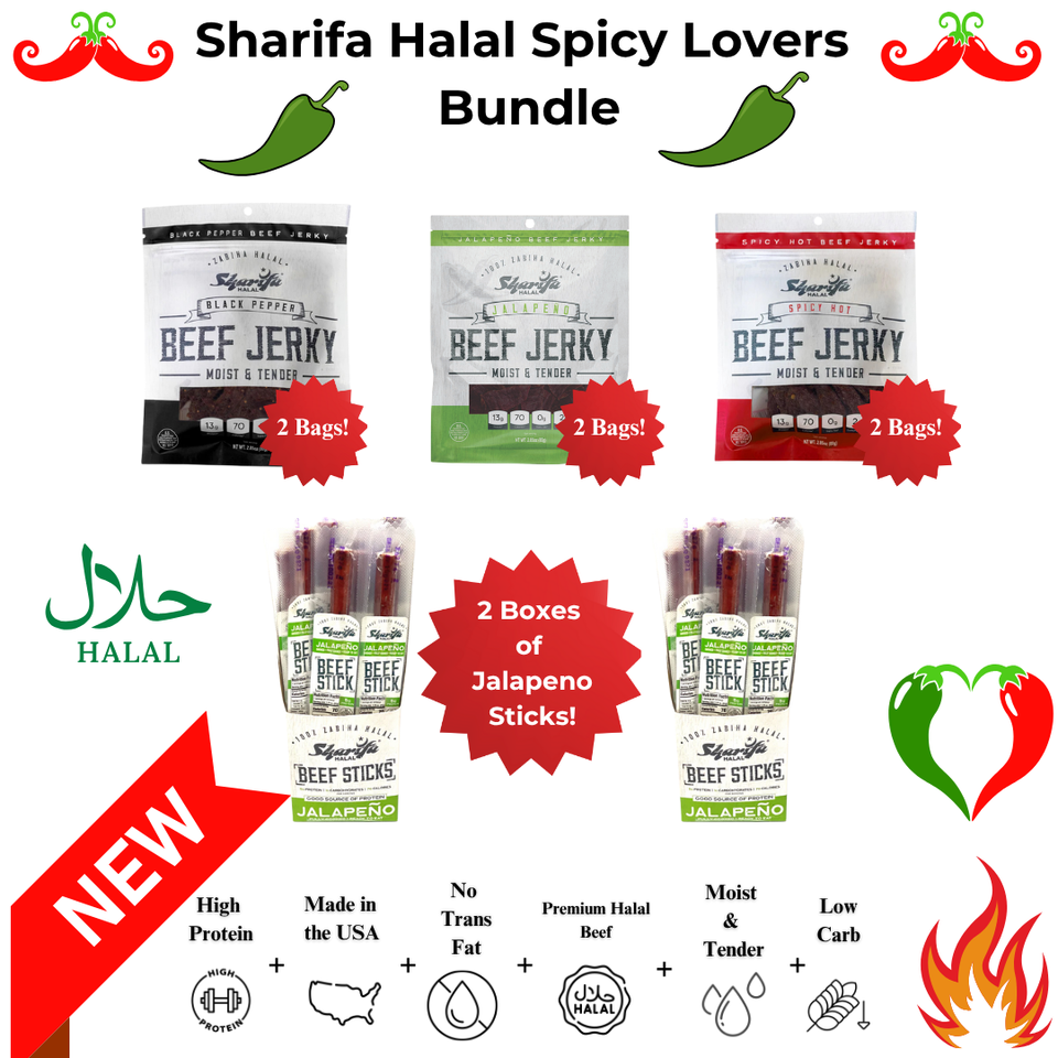Sharifa Halal Spicy Lovers Beef Jerky & Sticks Bundle