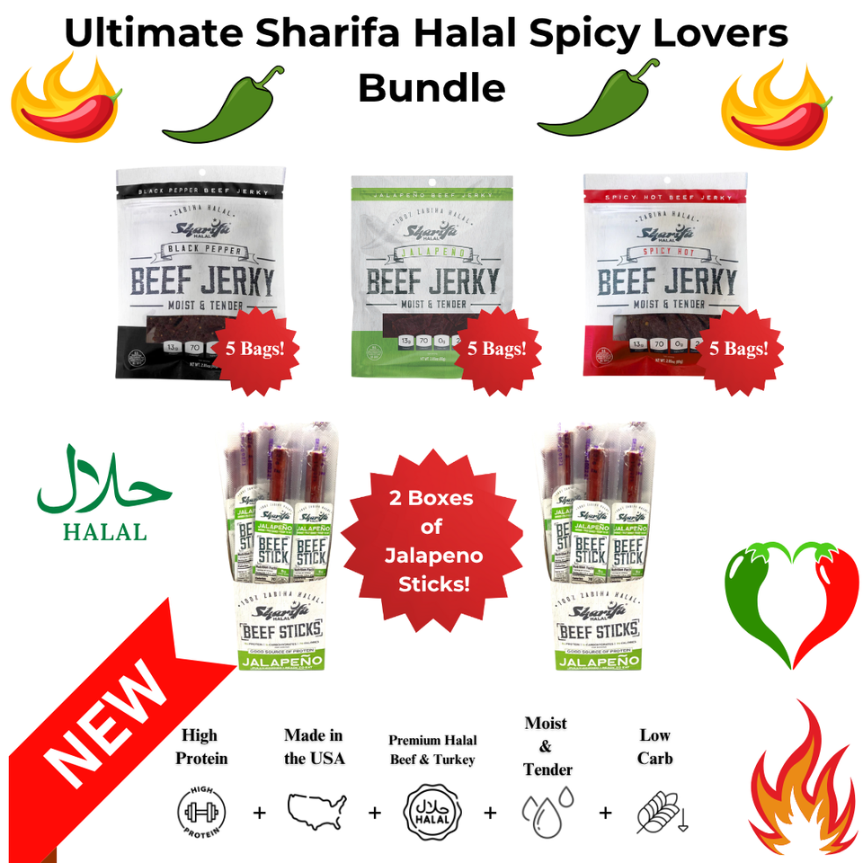 Ultimate Sharifa Halal Spicy Lovers Beef Jerky & Sticks Bundle