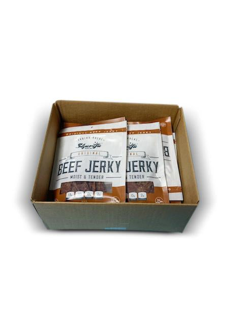 SHARIFA HALAL BEEF JERKY, ORIGINAL, (1 CASE) (12- 2.85 OZ. BAGS) – GREAT EVERYDAY HALAL JERKY BEEF MEAT SNACK, 100 % REAL ZABIHA HALAL BEEF, 13G OF PROTEIN, 70 CALORIES, 0G TRANS FAT, & 2G OF CARBOHYDRATES BRAND: SHARIFA HALAL