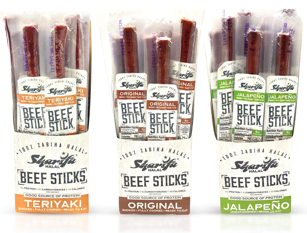 Halal Beef Stick Snack Box (48 Sticks) 3 Flavors